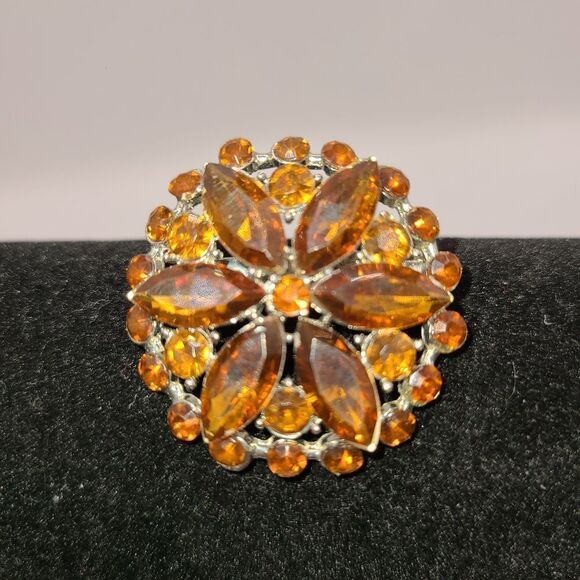 Topaz and Gold Tone Color Brooch - Picture 1 of 6